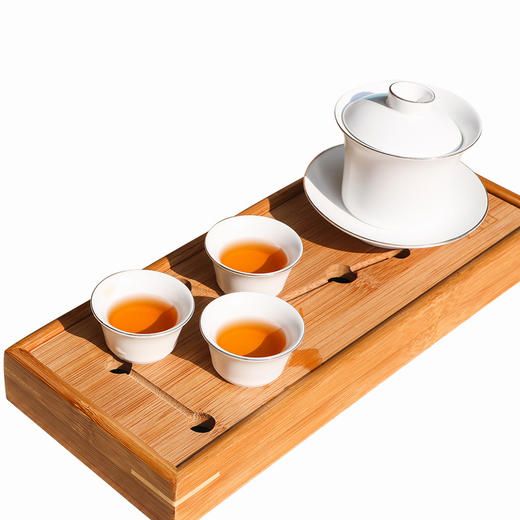 苏茶丨白瓷茶具套组旅行套装一盖碗三茶杯 商品图4