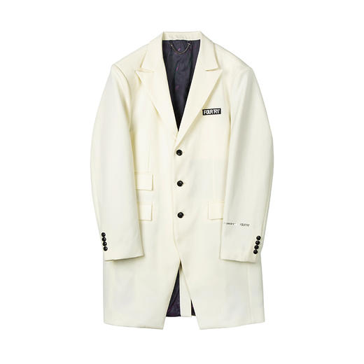 Unawares x FOURTRY 潮流合伙人联名开叉剪裁单排三扣中长款西装 商品图4