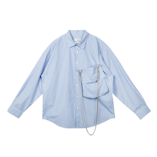 Unawares.FW20 背包可拆卸磁吸式口袋条纹衬衫 商品图4