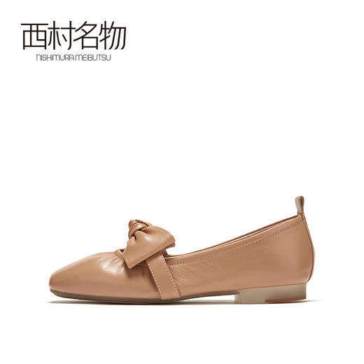 西村名物2021春季新款商城同款蝴蝶结通勤OL浅口平底女单鞋T21AE13641 商品图3
