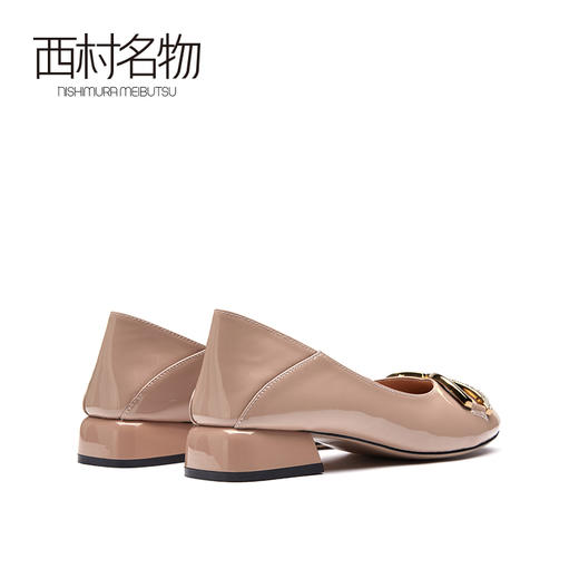 西村名物2021春季新款低跟单鞋小香风休闲通勤金属扣式船鞋T21AE14161 商品图4