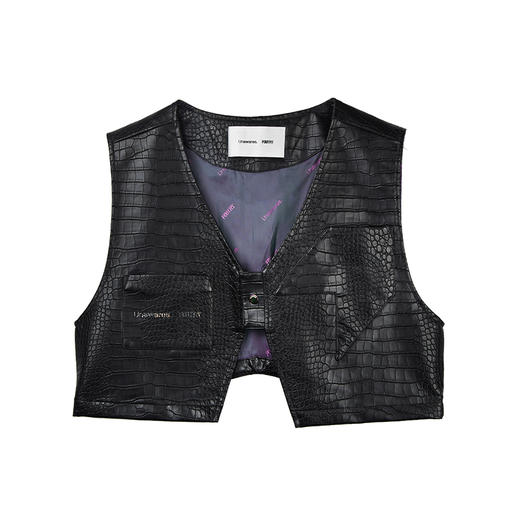 【刘雨昕同款】Unawares x FOURTRY潮流合伙人联名鳄鱼纹PU皮马甲 商品图4