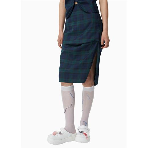 FIRSTFLOOR开叉不规则格子半裙显瘦修身街头百搭结构廓形高腰设计 商品图2