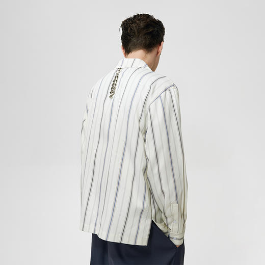 Unawares SS21 金属凸版徽章结构前幅剪裁条纹衬衫 商品图2