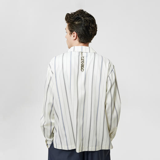 Unawares SS21 金属凸版徽章结构前幅剪裁条纹衬衫 商品图3