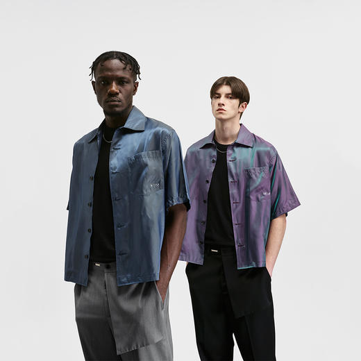 Unawares. SS20 镭射面料四袖保龄球短袖衬衫男 商品图1