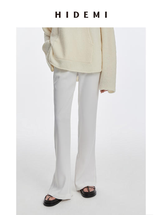 HIDEMI 柔顺感后开衩长裤 白色/炼乳黄/黑色 商品图1