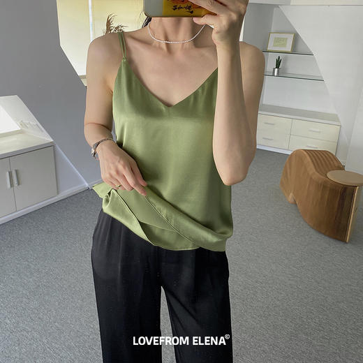 牛油果绿真丝衬衫&背心 商品图2