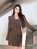 AGAM STUDIO原创 设计感早春咖色毛边西装短外套 商品缩略图1