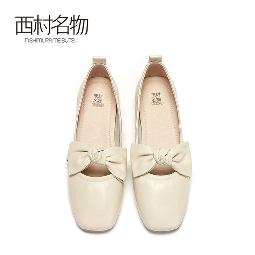 西村名物2021春季新款商城同款蝴蝶结通勤OL浅口平底女单鞋T21AE13641 商品图2