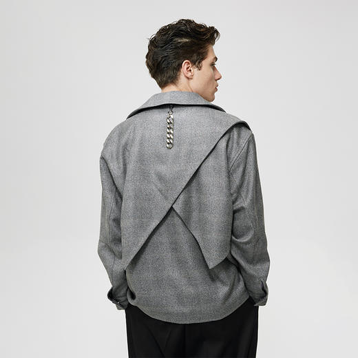 Unawares SS21 多层裁片PU皮拼接方领夹克2.0 商品图2