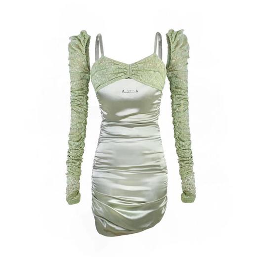 AGAM STUDIO 原创设计小心机性感蕾丝吊带缎面拼接显瘦包臀连衣裙 商品图4