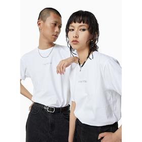 FIRSTFLOOR小LOGO纯色基础T恤宽松街头中性短袖原创未来感印花