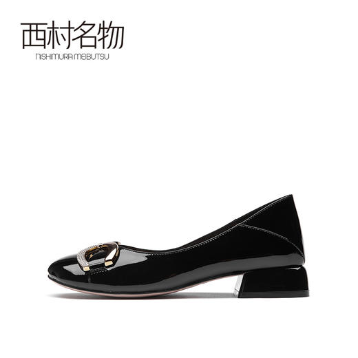 西村名物2021春季新款低跟单鞋小香风休闲通勤金属扣式船鞋T21AE14161 商品图2