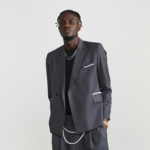 Unawares.FW20  珍珠镶嵌双排扣休闲西装 商品图2