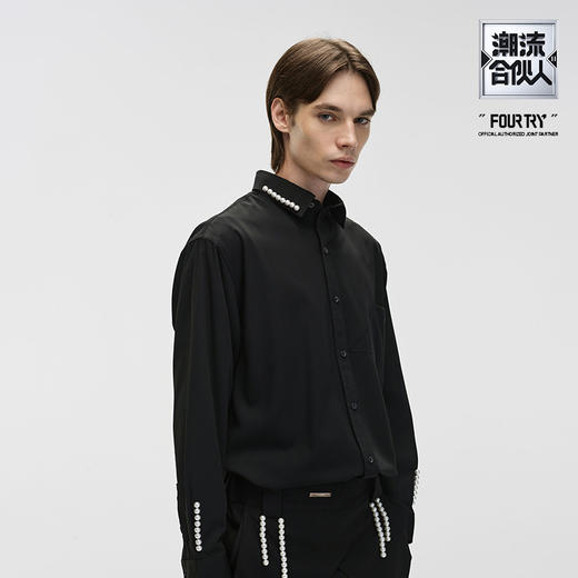 Unawares x FOURTRY 潮流合伙人联名珍珠镶嵌衬衫 商品图0