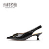 西村名物春款牛皮革优雅细跟后空凉鞋尖头细跟单鞋13981 商品缩略图2