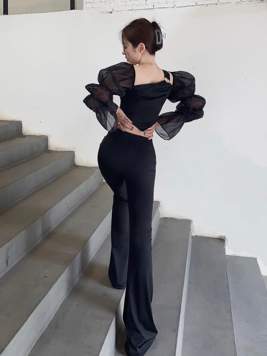 AGAM STUDIO 自带长腿特效 经典百搭高腰显瘦弹力喇叭长裤休闲裤 商品图0