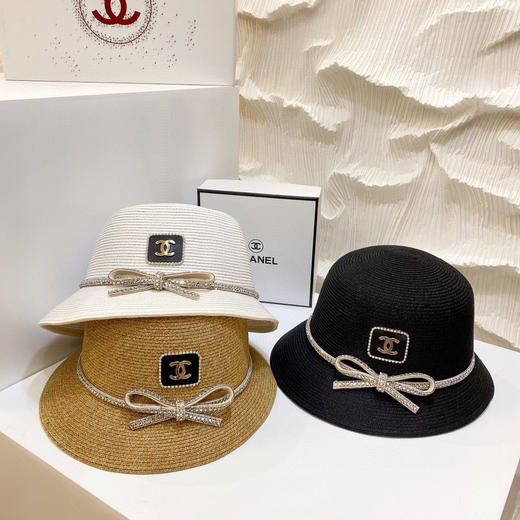 【CHANEL香奈儿】2021新款水钻蝴蝶结草帽 商品图2