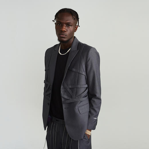 Unawares.FW20 编织网格单排扣休闲西装 商品图3