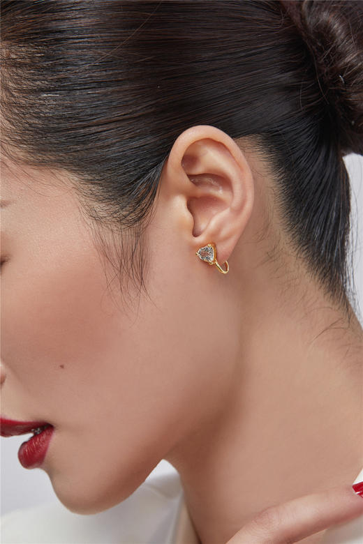 透明托帕石珍珠耳夹 商品图5