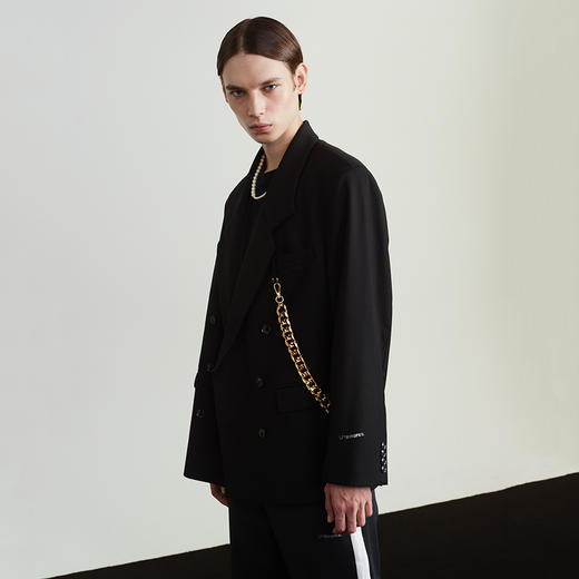 【蔡徐坤同款】Unawares.FW20 镀金挂链双排扣宽松廓形休闲西装 商品图0