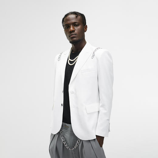 【陆柯燃同款】Unawares FW20 捷克粗钻链肩位镶嵌单排扣西装 商品图0