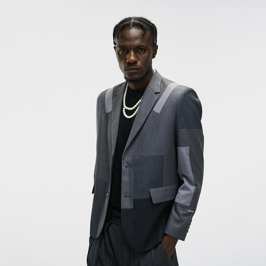 Unawares FW20 多重面料拼接单排扣西装 商品图0