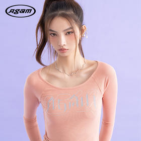 AGAM STUDIO 辣妹甜心紧身性感buling烫钻打底衫印花抽褶长袖上衣