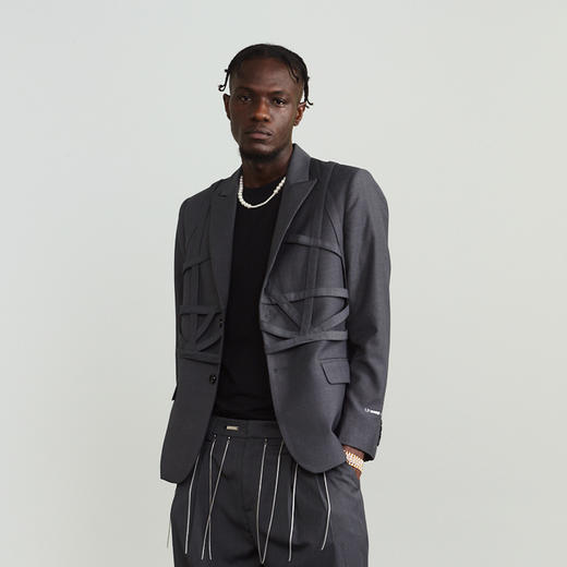 Unawares.FW20 编织网格单排扣休闲西装 商品图2