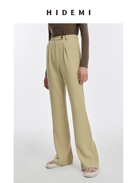 HIDEMI 柔顺感后开衩长裤 白色/炼乳黄/黑色 商品图14