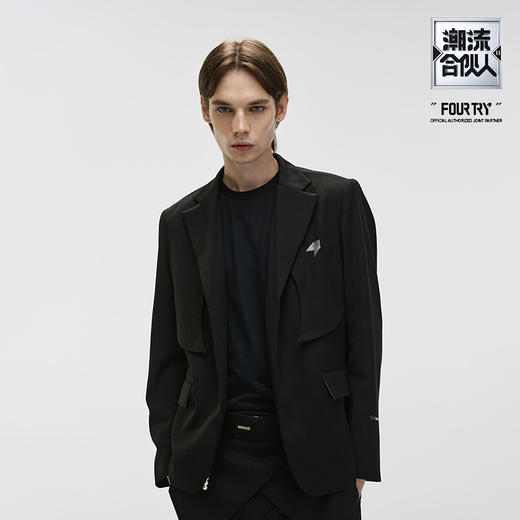 【黄晓明同款】Unawares x FOURTRY 潮流合伙人弧线裁片无扣西装 商品图0