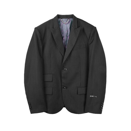 Unawares FW20 捷克钻带镶嵌单排扣条纹西装 商品图4