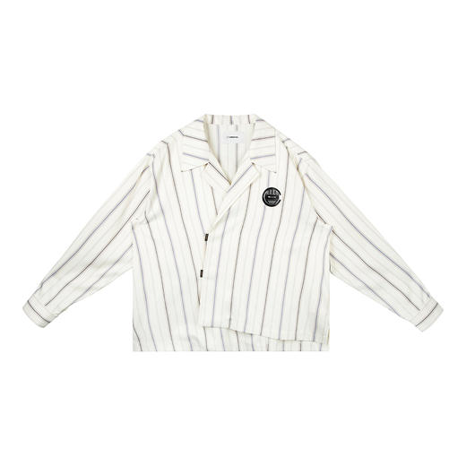 Unawares SS21 金属凸版徽章结构前幅剪裁条纹衬衫 商品图4