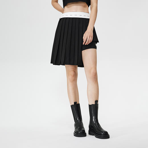 Unawares SS21 多层结构LOGO印花腰衬百褶短裙 商品图1