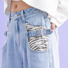 AGAM STUDIO 甜辣复古经典老爹破洞斑马纹直筒大口袋阔腿牛仔裤 商品缩略图1