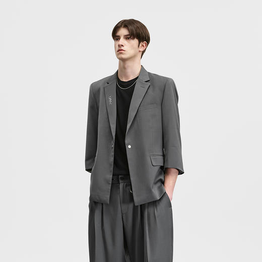 Unawares. SS20 金属字体单排扣八分袖休闲西装 商品图0