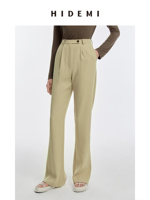 HIDEMI 柔顺感后开衩长裤 白色/炼乳黄/黑色 商品图12
