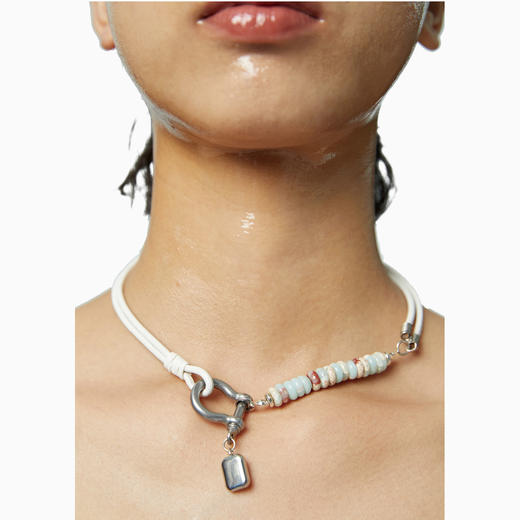 FIRSTFLOOR串珠个性冷淡锁骨choker牛皮小众设计不锈钢复古原创配 商品图1