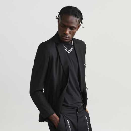 Unawares.FW20 放射状拉链镶嵌双排扣休闲西装 商品图2