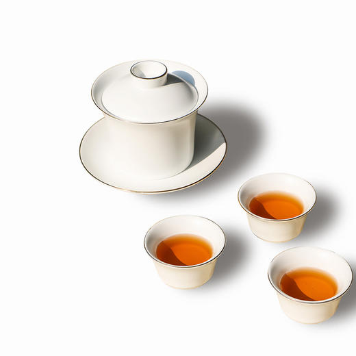 苏茶丨白瓷茶具套组旅行套装一盖碗三茶杯 商品图3