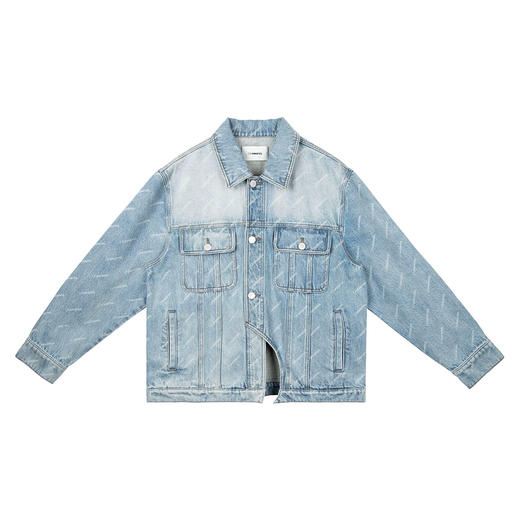 Unawares SS21 弧形缺失剪裁满版提花牛仔夹克 商品图4