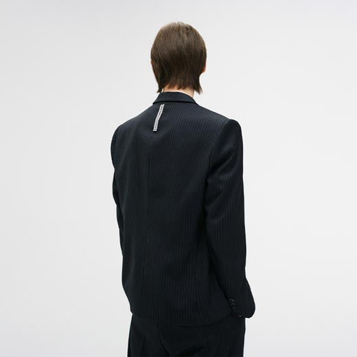 Unawares FW20 捷克钻带镶嵌单排扣条纹西装 商品图2
