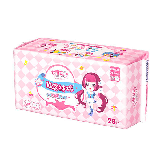 七度空间（SPACE7） 少女超薄纯棉表层卫生巾 日用245mm*28片 商品图6