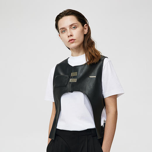 Unawares SS21 弧形剪裁双排定制调节扣战术马甲 商品图0