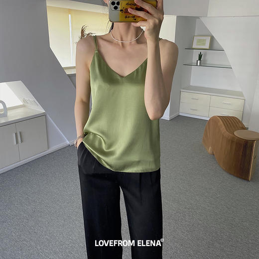 牛油果绿真丝衬衫&背心 商品图3