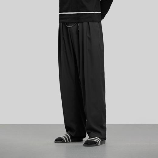 Unawares FW18 三层褶直筒 品牌男装休闲宽松垂感长西裤 炭蓝 商品图0