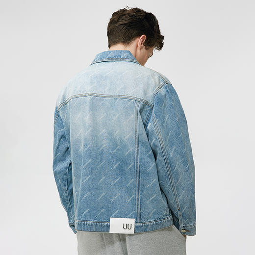 Unawares SS21 弧形缺失剪裁满版提花牛仔夹克 商品图3