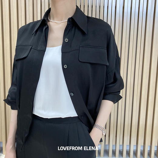 醋酸衬衫外套阔腿裤套装 商品图1