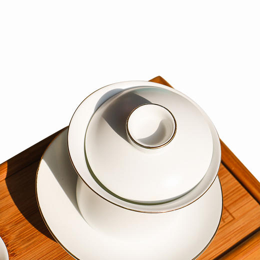 苏茶丨白瓷茶具套组旅行套装一盖碗三茶杯 商品图1